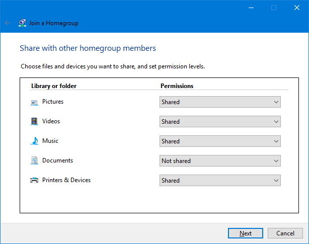 Instructions for setting up and managing HomeGroup on Windows 10 Picture 16