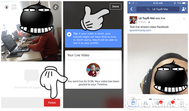 Instructions for setting up Live Stream feature Facebook videos on mobile and tablet Picture 3