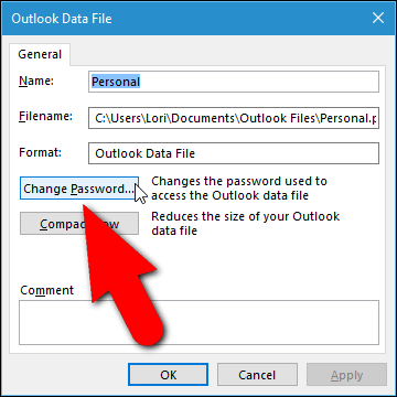 Instructions for setting up Outlook data protection password