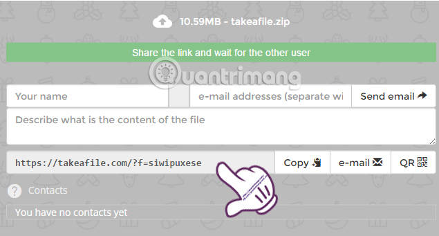 Instructions for sharing files via Take A File service Picture 3