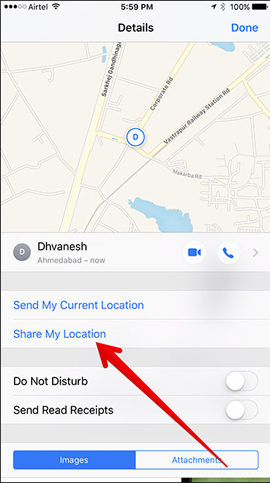 Instructions for sharing location in iMessage via Apple Maps Picture 6