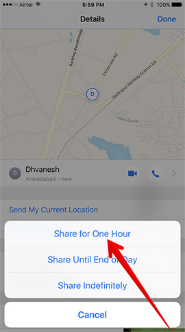 Instructions for sharing location in iMessage via Apple Maps Picture 7