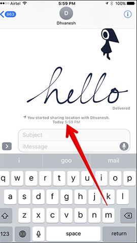 Instructions for sharing location in iMessage via Apple Maps Picture 9
