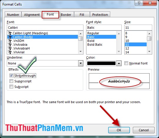 Instructions for strikethrough in Word, Excel - Create dashes in Word, Excel Picture 6
