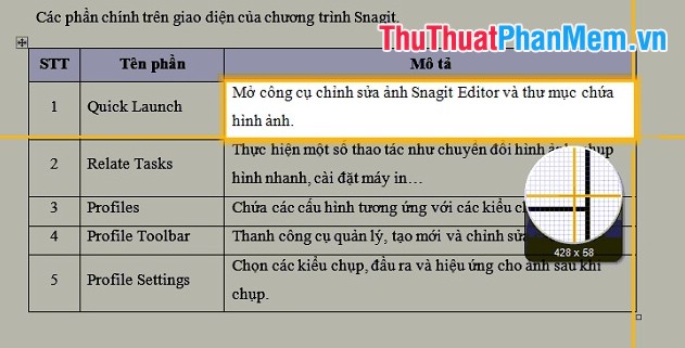 Instructions for taking screenshots with Snagit Picture 18