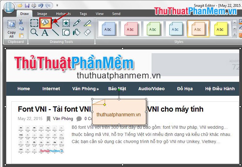 Instructions for taking screenshots with Snagit Picture 32