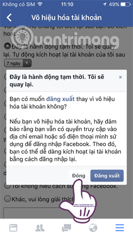 Instructions for temporarily locking, permanently Facebook iPhone / iPad Picture 8