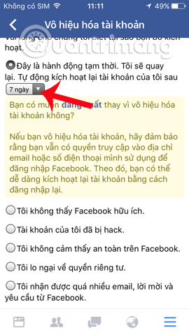 Instructions for temporarily locking, permanently Facebook iPhone / iPad Picture 9