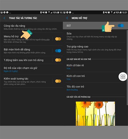 Instructions for turning on the virtual Home key on Samsung Picture 5