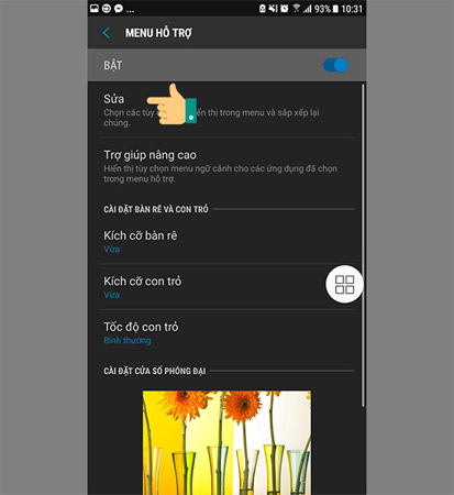 Instructions for turning on the virtual Home key on Samsung Picture 7