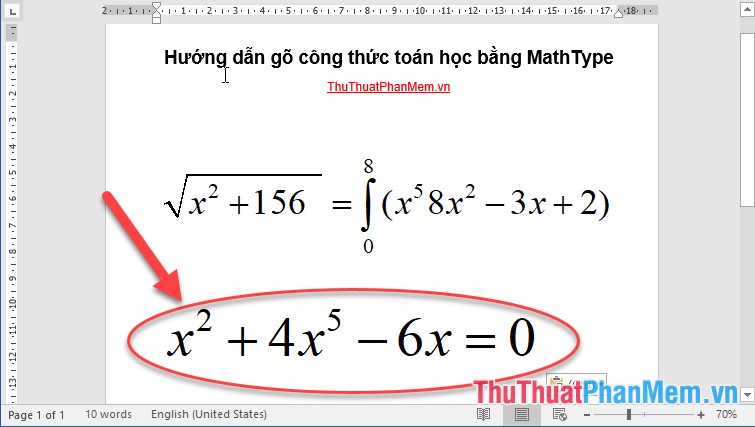 Instructions for typing mathematical formulas with MathType Picture 10