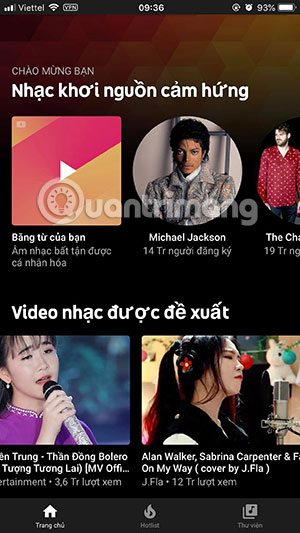 Instructions for using basic Youtube Music Picture 5