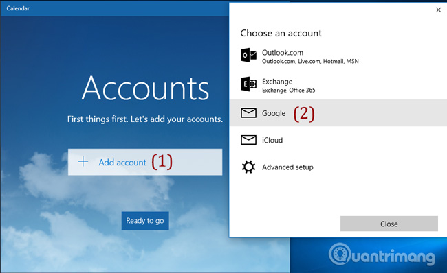 Instructions for using Calendar with Google Calendar in Windows 10 Picture 2