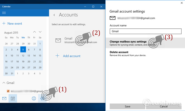 Instructions for using Calendar with Google Calendar in Windows 10 Picture 9