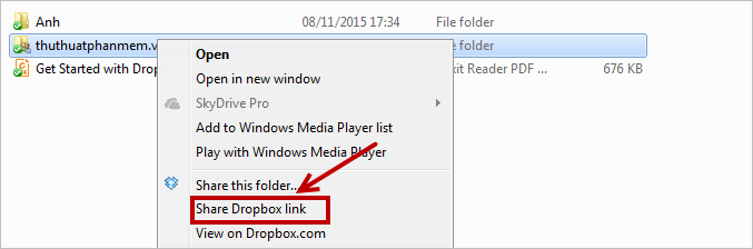 Instructions for using Dropbox Picture 11