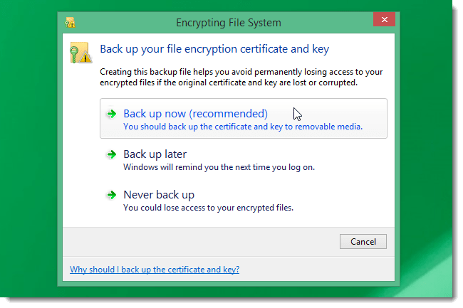 Instructions for using EFS to encrypt files and folders on Windows 8.1 Pro Picture 12