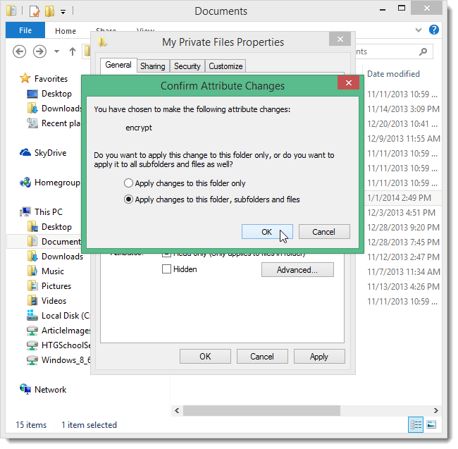 Instructions for using EFS to encrypt files and folders on Windows 8.1 Pro Picture 8