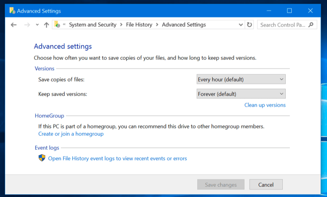 Instructions for using File History to backup and restore data Picture 7