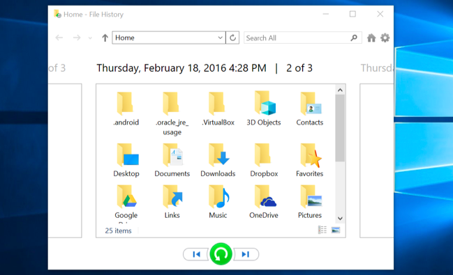 Instructions for using File History to backup and restore data Picture 8