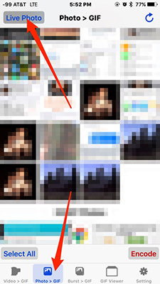 Instructions for using GIF Toaster to create GIF images from Live Photo on iPhone Picture 1