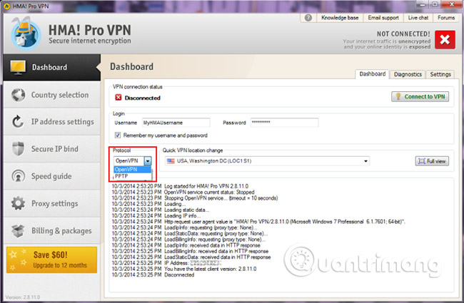 Instructions for using Hide My Ass to hide IP Picture 2