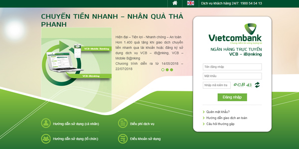 Instructions for using Internet Banking Vietcombank Picture 1