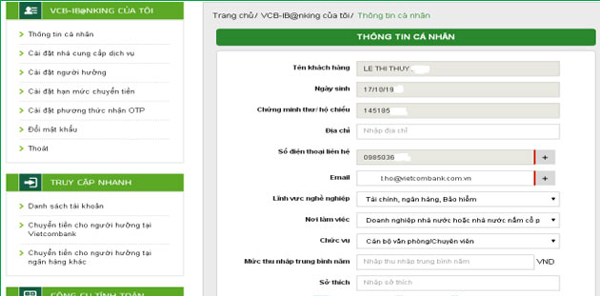 Instructions for using Internet Banking Vietcombank Picture 4