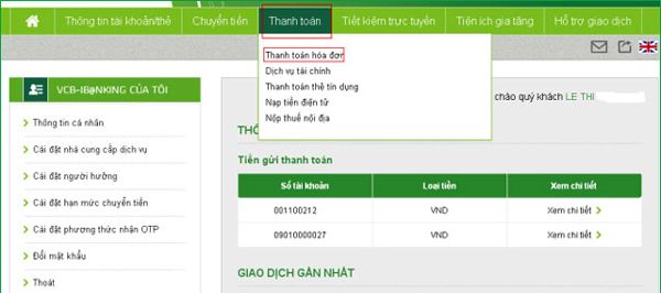 Instructions for using Internet Banking Vietcombank Picture 6