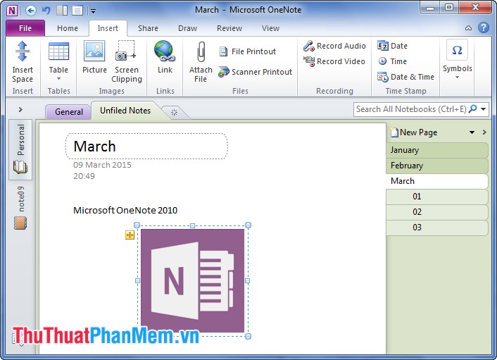 Instructions for using Microsoft OneNote 2010 Picture 7