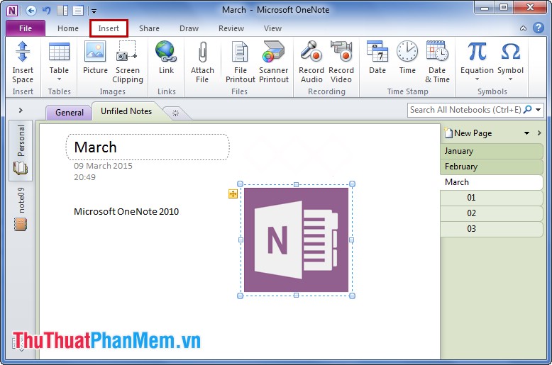 Instructions for using Microsoft OneNote 2010 Picture 8
