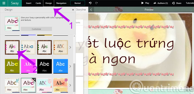 Instructions for using Microsoft Sway web-based Picture 10