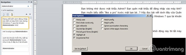 Instructions for using Navigation Pane in Word 2010 Picture 5