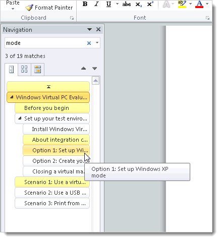 Instructions for using Navigation Pane in Word 2010 Picture 7