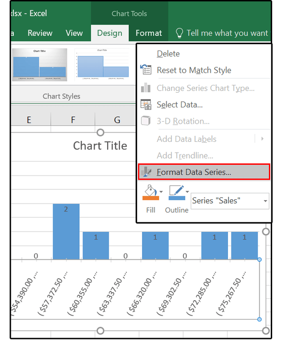 Instructions for using Pareto, Histogram and Waterfall charts in Excel 2016 Picture 3