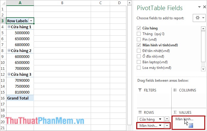 Instructions for using PivotTable in Excel - How to use PivotTable Picture 5