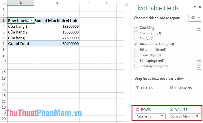 Instructions for using PivotTable in Excel - How to use PivotTable Picture 7