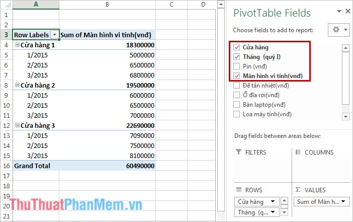 Instructions for using PivotTable in Excel - How to use PivotTable Picture 8