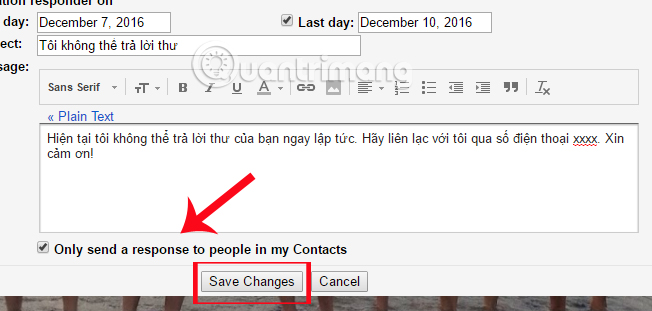 Instructions for using the auto-reply feature on Gmail Picture 4
