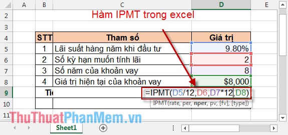 Instructions For Using The Ipmt Function In Excel