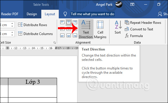 Instructions for writing vertical letters in Word Picture 11
