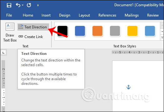 Instructions for writing vertical letters in Word Picture 7