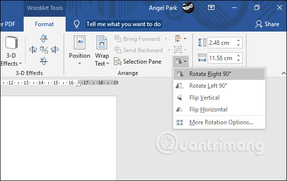 Instructions for writing vertical letters in Word Picture 9