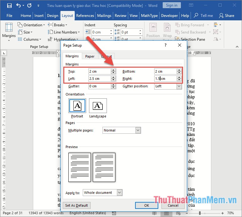 align right margin in word document