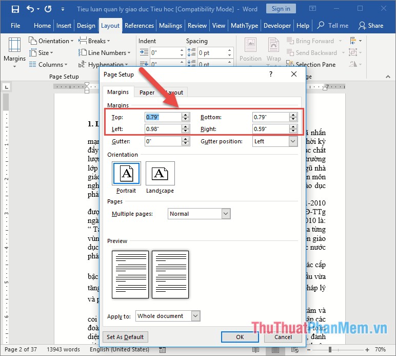 Instructions on how to align beautiful margins for A4 paper size in ...