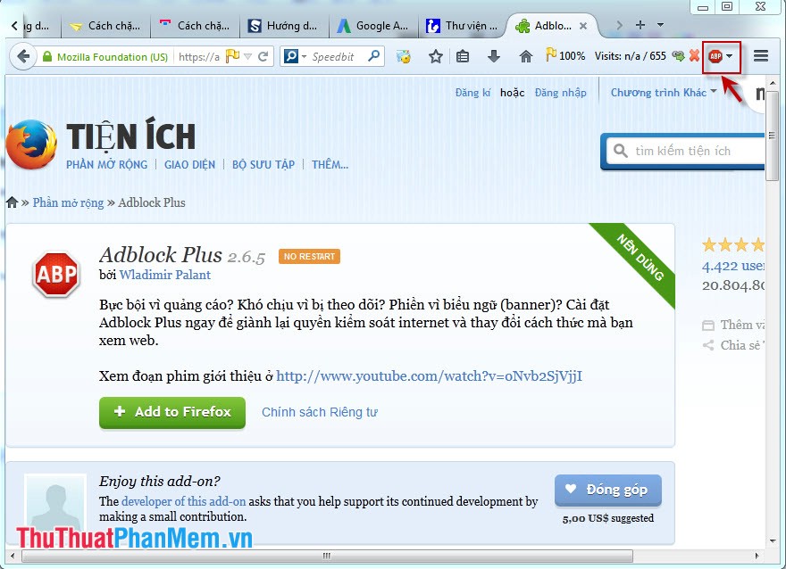 Instructions on how to block ads when surfing the web on Firefox Picture 1