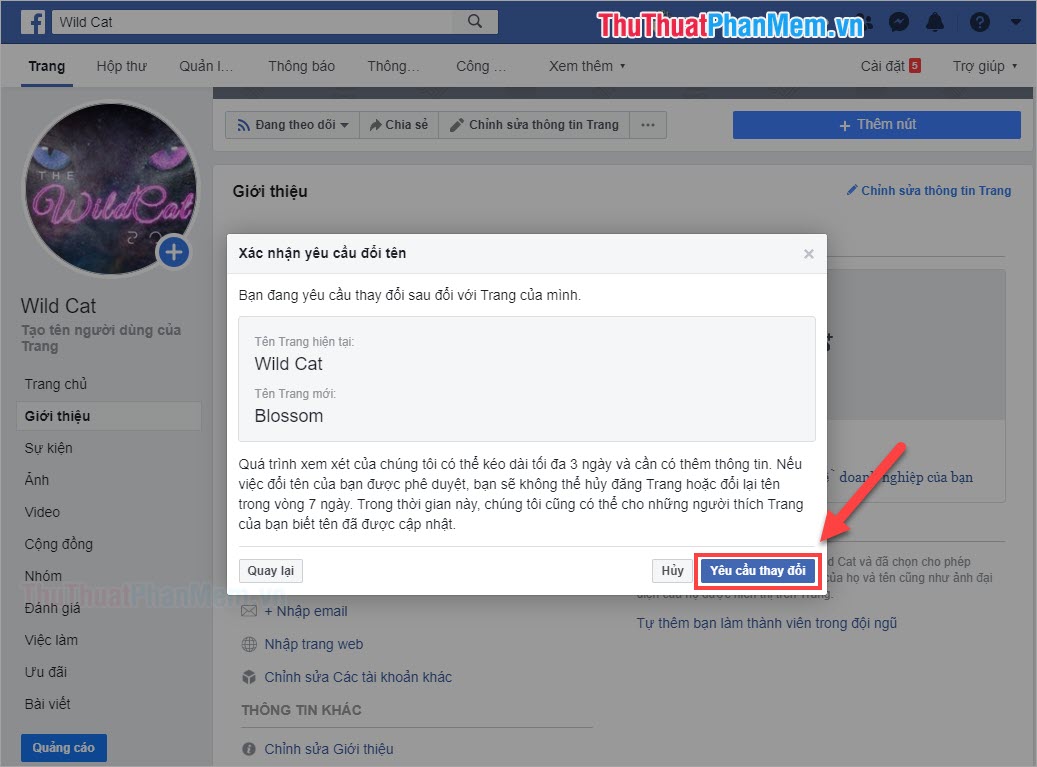 Instructions on how to change the name of the Fanpage Facebook page Picture 5