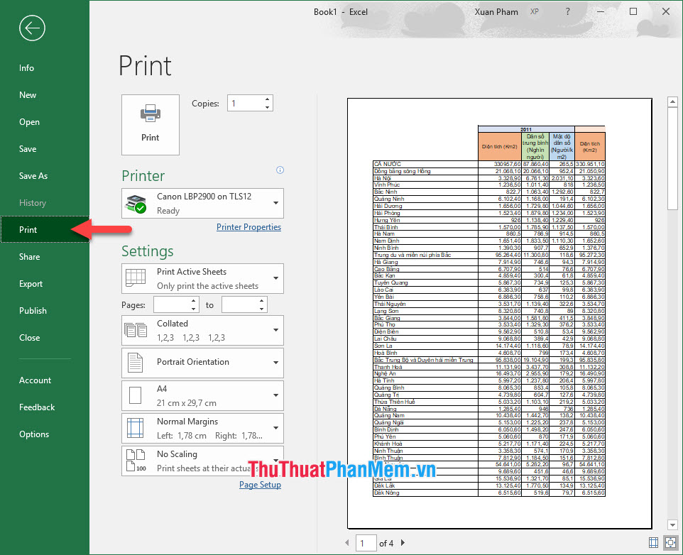Instructions on how to choose the print area in Excel Picture 4