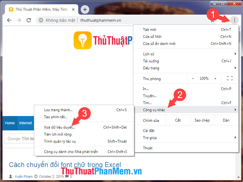 Instructions on how to clear the browser cache Picture 8