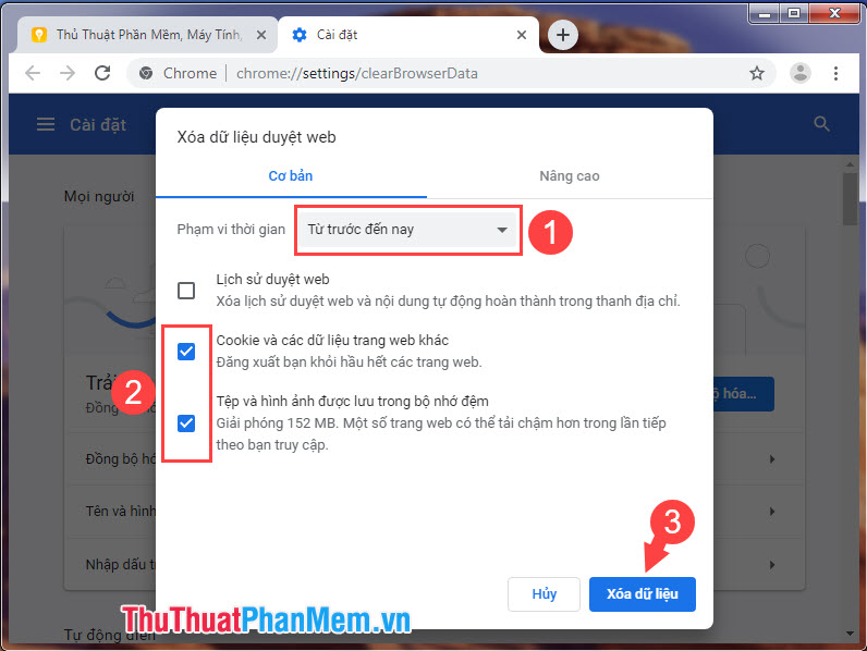 Instructions on how to clear the browser cache Picture 9