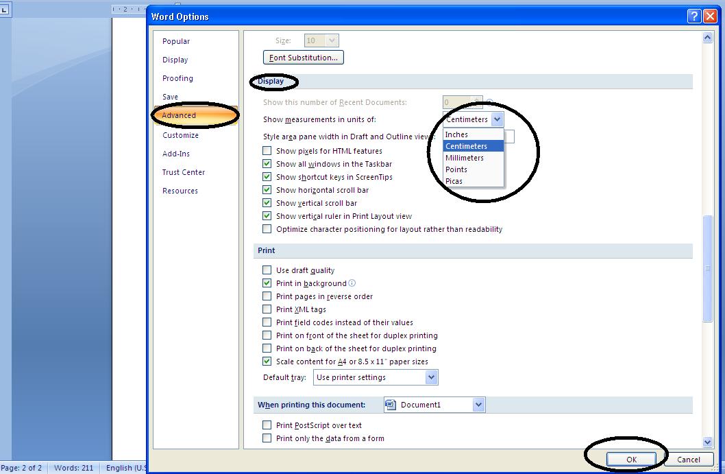Instructions on how to convert measurement units in Microsoft Word 2007 Picture 3